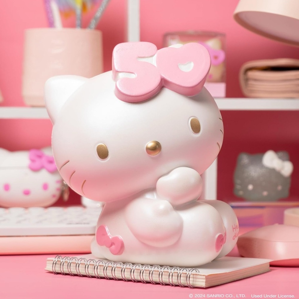 Sanrio Hello Kitty 50th Anniversary Hamee Jumbo Squishu White & Pink NIB